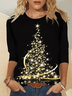 T-shirt de Sapin de Noël à Col Rond et à Manches Longues