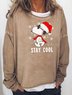 Sweat-shirts Femmes Décontracté Imprimé d'Animal Automne Col Rond Poids Moyen Micro-élasticité Quotidien en Mélangé de Coton Régulier
