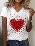 T-shirt Femme Motif de Cœur Coton Décontracté Romantique Amour