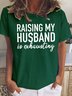 T-shirts Femmes Décontracté Imprimé de Lettre Été Coton Col Rond Micro-élasticité Quotidien Manches Courtes Droit