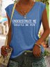 Top Débardeur Tops Femmes Décontracté Imprimé de Lettre Été Col V Poids Moyen Micro-élasticité Sans Manches en Mélangé de Coton Droit