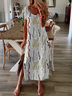 Vetement hippie chic Robe Blanche Tricotée Droite à Manches Courtes