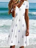 Ample Décontracté Col V Manches Courtes Tricoté Robe