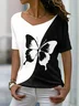 T-shirts Femmes Été Décontracté Imprimé d'Animal image Col V Aucune élasticité Quotidien Pull-over Manches Courtes T.-N.-L.