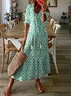 Femmes Floral Bleu Col V Confortable Robe Maxi Décontracté