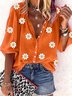 Chemisier Femme Casual Automne Daisy Col V Léger Aucune élasticité Trois Quarts Régulier H-Line