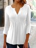 T-shirt Décontracté Uni Automne Polyester Léger Micro-élasticité Quotidien Col Ras du Cou H-Line pour Femme