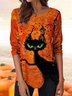T-shirts Femmes Décontracté Printemps / Automne Imprimé d'Animal image Ample Jersey Toussaint Droit Régulier T.-N.-L.