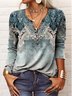 T-shirts Boho Ethnique Printemps / Automne Jersey Manches Longues Régulier Régulier Col mi-ouvert N / A pour Femmes