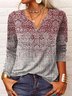 T-Chemise Décontracté Ethnique Automne Micro-Élasticité Quotidien Ample Jersey Régulier H-ligne pour Femmes