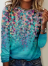 Chemisiers1 Femmes Floral Printemps / Automne Simple Micro-élasticité Coupe Régulière Manches Longues Col Rond Droit Régulier