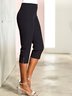 Pantalons Femmes Décontracté Plain Toutes Les Saisons Polyester Boutonné à Haute Élasticité Quotidien Corsaire Standard