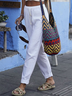 Pantalons Femmes Décontracté Plain Toutes Les Saisons Coton Aucune élasticité Quotidien Coupe Régulière Bande Élastique Droit