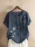 Blouse / Top Bleu Marine Imprimé Floral Décontracté
