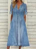 Toile de Jean Robes Femmes Décontracté Plain Été Coupe Régulière Meilleure vente Toile de Jean Trapèze Adapté & Éclater Robe CE