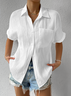 Blouses Femmes Décontracté Plain Été Polyester Boutonné Quotidien Manches Courtes Régulier CE