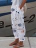 Pantalons Décontracté Floral Toutes Les Saisons Naturel Ample Standard Pantalon droit Long FF pour Femmes