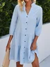 Robes Décontracté Été Plaid Polyester Col Montant Micro-élasticité Ample Standard Tunique pour Femmes
