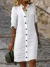 Robes Décontracté Plain Printemps / Automne Ample Mi-longue Boutons Manches 3/4 Régulier Robe Chemise pour Femmes