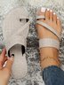 Sandales Antidérapantes Femmes Décontracté Plain Été Toit ouvert Toile de Jean PU Sandales Antidérapantes Caoutchouc Antidérapant