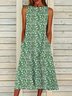 Vetement hippie chic de Grande Taille Sans Manches Col Rond Robes Florales