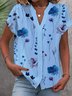 Blouses Femmes Décontracté Floral Été Polyester Col V Ample Manches Courtes Régulier T.-N.-L.
