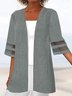 Kimono Femmes Décontracté Plain Printemps / Automne Naturel Quotidien Coton Et Lin Chemise Droit T.-N.-L.