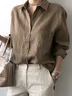 Blouses Décontracté Plain Printemps / Automne Aucune élasticité Vacances Manches Longues Régulier Régulier Col de Chemise pour Femmes