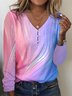 T-shirts Décontracté Abstrait Printemps / Automne Polyester Col V Micro-élasticité Ample Boucle AA pour Femmes