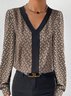 Chemises Géométrique Décontracté Printemps / Automne Polyester Aucune élasticité Ample Manches Longues Droit Régulier pour Femmes