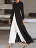 Deux Pièces Ensembles Femmes Décontracté Plain Printemps / Automne Polyester Naturel Poids lourd Manches Longues Top Avec Pantalons Droit