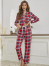 Ensembles de Pyjama Femmes Décontracté Toutes Les Saisons Plaid Naturel Séchage Rapide Manches Longues Top Avec Pantalons Droit Régulier