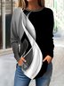 T-shirts Femmes Décontracté Abstrait Printemps / Automne Faire la navette Ample Manches Longues Régulier Droit Régulier