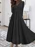 Femmes Plain Gris Col V Confortable Robe Maxi Décontracté