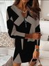 Femmes Géométrique Couleur 1 Col V Confortable Zip Court Robe Décontracté