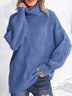 Pulls Femmes Rayé Décontracté Hiver Poids lourd Quotidien Col Roulé Laine/Tricot Long Droit