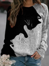 Sweat-shirts Femmes Décontracté Printemps / Automne Chat Polyester Poids lourd Quotidien Ample Manches Longues Régulier