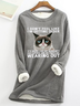 Sweat-shirts Décontracté Hiver Chat Micro-élasticité Quotidien Coupe Régulière Manches Longues en Mélangé de Coton en Toison pour Femmes