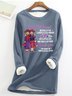 Sweat-shirts Femmes Décontracté Hiver Lettres de texte Coupe Régulière Noël Manches Longues en Mélangé de Coton Régulier en Toison