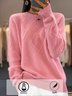 Pulls Décontracté Plain Hiver Micro-élasticité Ample chaleur Manches Longues Laine/Tricot Droit pour Femmes