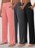 Pantalons Décontracté Plain Printemps / Automne Tricoté Ample Pantalon droit Droit Régulier Élasticité moyenne pour Femmes