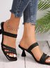 Sandales Antidérapantes Femmes Plain Été Élégant Faire la navette Talon Haut PU Caoutchouc à Enfiler à Bout Ouvert Sandales