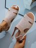 Sandales Antidérapantes Femmes Décontracté Plain Été à Bout Ouvert Tulle Tissu de Maille Sandales avec Sangle à La Cheville Caoutchouc à Enfiler