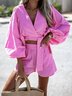 Deux Pièces Ensembles Femmes Décontracté Plain Été Col V Naturel Ample Manches Courtes Top Avec Pantalons Droit