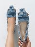 Chaussures à Tige Basse Femmes Toutes Les Saisons Plaid Urbain Nœud Quotidien à Talon Plat à Bout Pointu Toile de Jean Caoutchouc