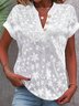 Chemises Femmes Plain Été Simple Coton Col V Quotidien Droit Régulier Coton Et Lin