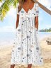 Femmes Floral Blanc Col mi-ouvert Confortable Robe Maxi Décontracté