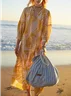 Femmes Ethnique Jaune Col Rond Confortable Robe Maxi Décontracté