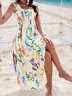 Femmes Géométrique Blanc à Bretelles Confortable Brouiller Robe Maxi Vacances