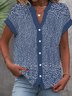 Blouses Décontracté Été Petit Floral Polyester Aucune élasticité Manches Courtes Régulier Régulier Entaillé pour Femmes